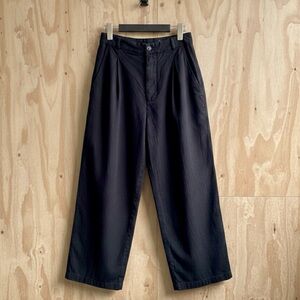 LACAUSA Echo Trousers Wide Leg Pleated Pants Black Sz 2 EUC Soft Canvas Cotton